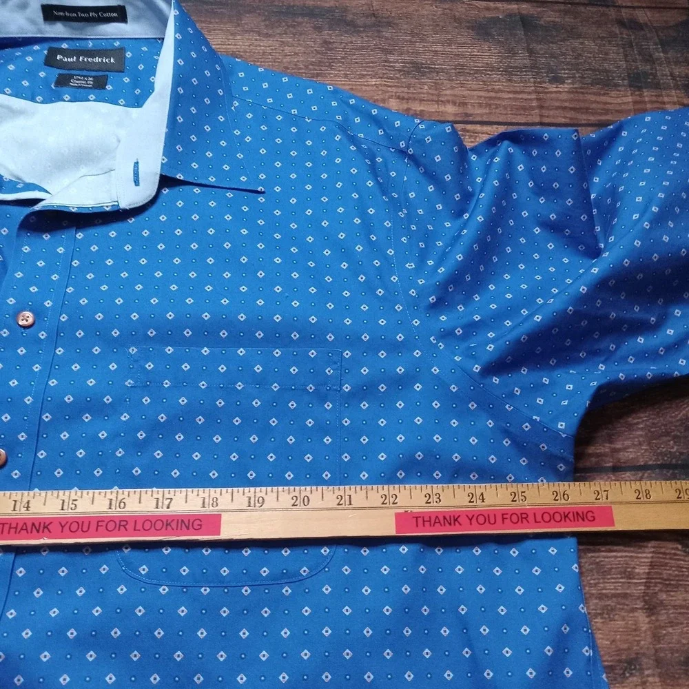 Paul Fredrick Classic Fit Long Sleeve Button Up Shirt Men's 2XL Blue - Picture 6 of 6